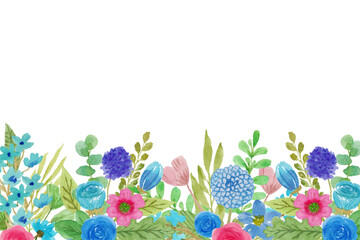 Flower watercolor frame for wedding, birthday, card, background, invitation, wallpaper, sticker, decoration etc.
