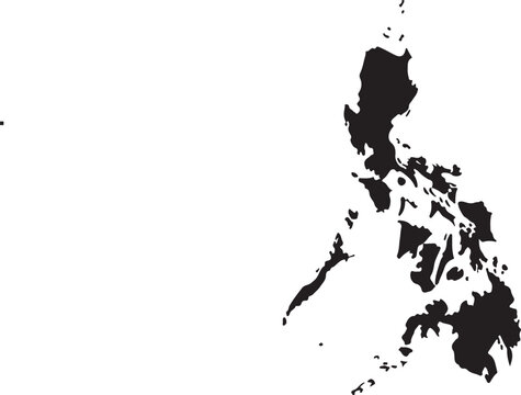 Philippines Silhouette Map with Borders - Detailed Archipelago Island Geography and Administrative Regions Vector