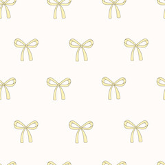 Delicate Yellow Bow Pattern Background For Design, Gift Wrap, And Craft Projects