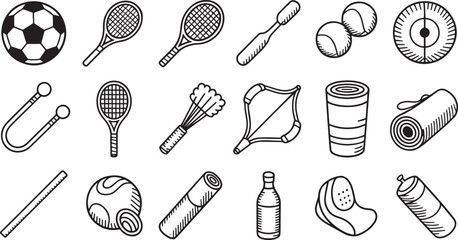 Collection of Sports and Fitness Equipment Icons