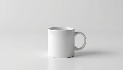 Obraz premium A white coffee mug on a plain background with a subtle shadow