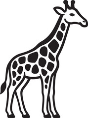 Obraz premium A stylized black and white illustration of a standing giraffe
