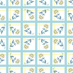 Fototapeta premium Seamless patchwork background with flowers. Floral design. Decorative ornamental vector pattern ,floral geometric ornaments. Decorative vector pattern duvet cover pattern in a wide variety of motifs,