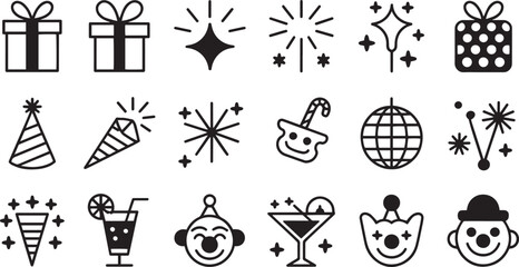 Fototapeta premium Collection of celebration and partyrelated icons and symbols