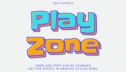Play zone vibrant colorful text effect graphic for kids zone decor and branding