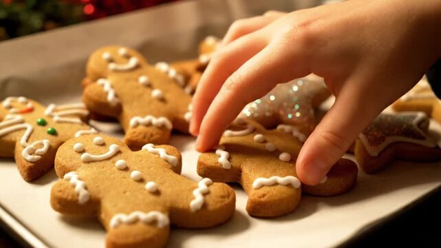 Holiday Cookie Tray with Gingerbread and Star Cookies, Festive Close-Up