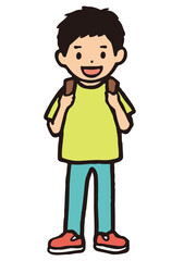 Fototapeta premium Smiling child illustration, simple flat design / 笑顔の子どものシンプルなイラスト