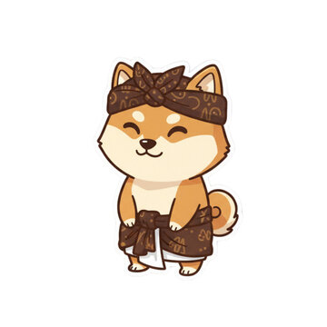Cute Animal Sticker with Bugis Cultural Costume Vector
