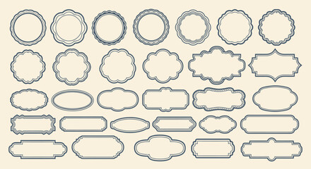 A collection of various decorative vintage frames and borders in different shapes and sizes, presented on a textured background.