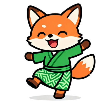Chibi Fox with Indonesian Bugis Clothing Sticker Design