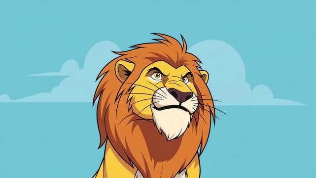 Cartoon Lion Roaring with Open Mouth.