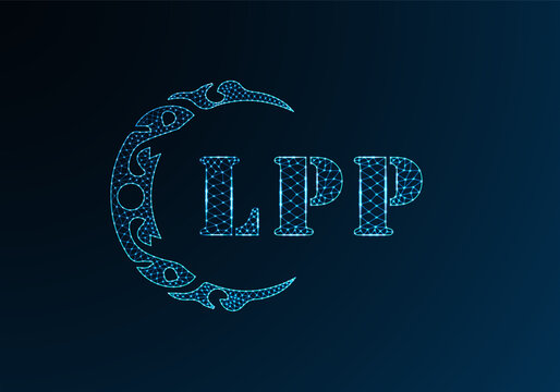Low poly letter logo LPP design. LPP letter logo low poly vector design on blue color gradient background. LPP logo low poly design