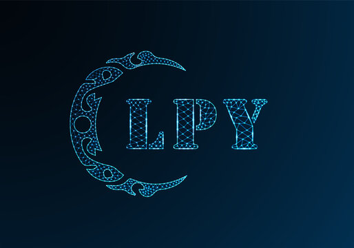 Low poly letter logo LPY design. LPY letter logo low poly vector design on blue color gradient background. LPY logo low poly design