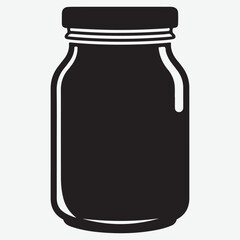 Glass jar silhouette with lid, container for food preservation, storage and cooking ingredient symbol, isolated vector 
