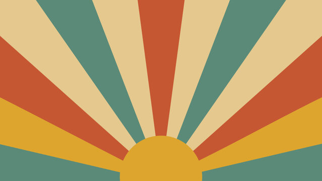 Retro Sunburst Sunrise Background with Vintage Color Rays Vector