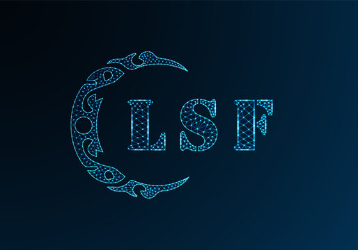 Low poly letter logo LSF design. LSF letter logo low poly vector design on blue color gradient background. LSF logo low poly design