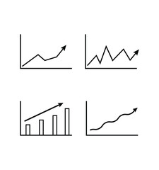 Obraz premium Set of Financial Growth Charts and Business Progress Graphs with Upward Arrows for Success and Data Analytics