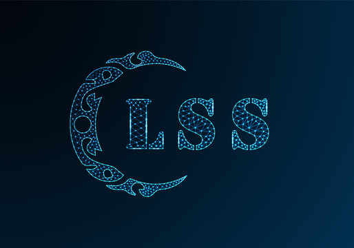 Low poly letter logo LSS design. LSS letter logo low poly vector design on blue color gradient background. LSS logo low poly design