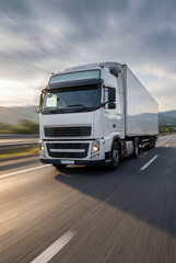 Speeding Truck on Highway with Motion Blur Effect