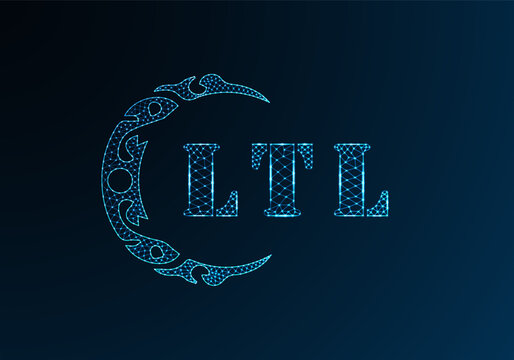 Low poly letter logo LTL design. LTL letter logo low poly vector design on blue color gradient background. LTL logo low poly design
