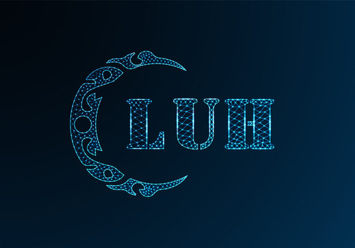 Low poly letter logo LUH design. LUH letter logo low poly vector design on blue color gradient background. LUH logo low poly design