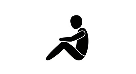 Silhouette of a person sitting with knees pulled to chest.