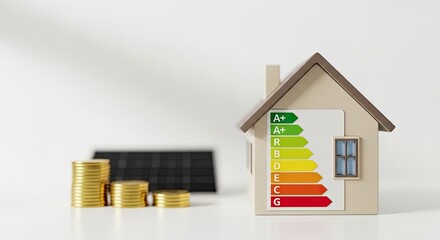 Energy efficiency rating and savings concept for a house