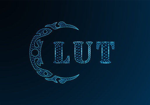 Low poly letter logo LUT design. LUT letter logo low poly vector design on blue color gradient background. LUT logo low poly design