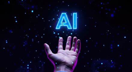A futuristic hand reaching for artificial intelligence