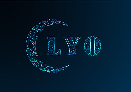 Low poly letter logo LYN design. LYN letter logo low poly vector design on blue color gradient background. LYN logo low poly design