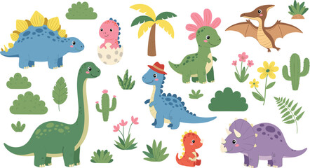 Obraz premium Cute Animal Vector Megapack – Flat Forest Characters, Arctic Sketches, Detailed Farm Animals, and Kawaii Dinosaur Illustrations