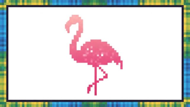 Hand drawn pink flamingo bird vector illustration featuring an abstract nature background with wild animal silhouettes and artistic feathers in a flat cartoon design

