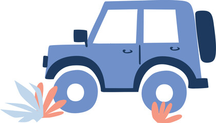 Obraz premium Adventure travel off-road vehicle vector illustration explore nature concept