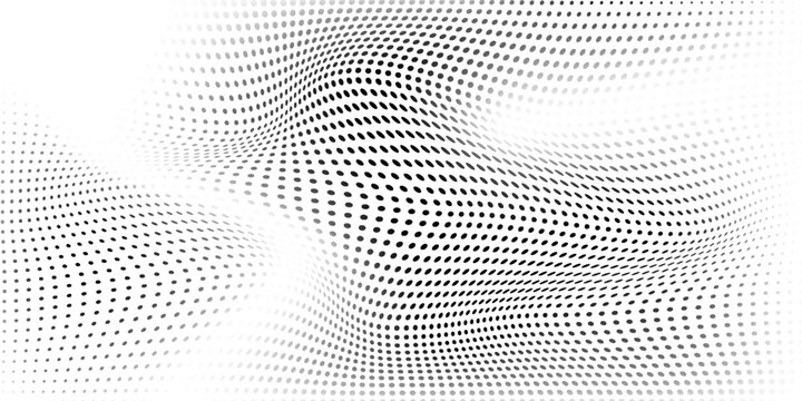 High-quality vector halftone dot pattern on white background. Radiant dots burst in black. Mesh with dots pop art design