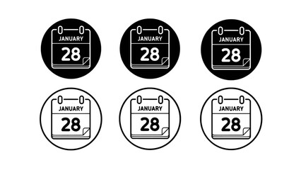 Fototapeta premium A clean calendar date icons set with round and flat styles for scheduling and planning.