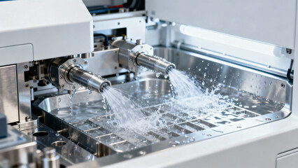 Industrial Water Jet Technology in Precision Manufacturing Process Inside Machinery
