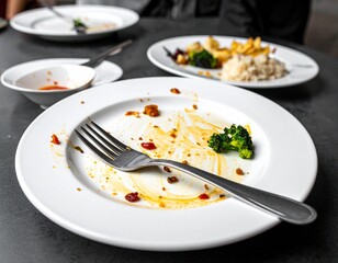 Leftover Food on Plate After Meal 