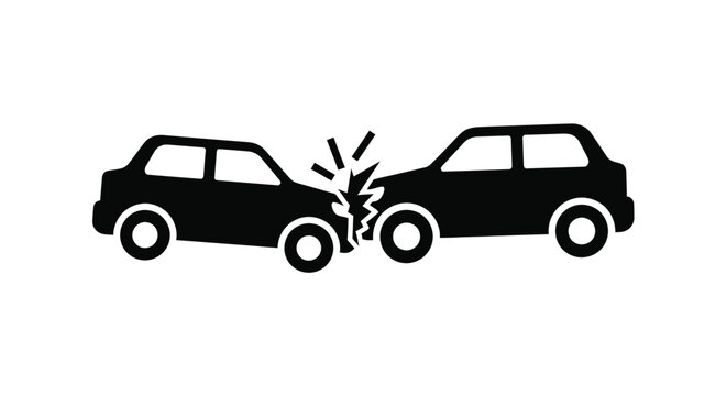 Two cars colliding head on a dramatic impact scene silhouette