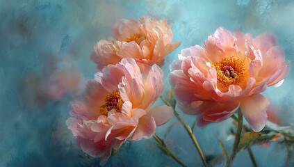 fresh peony flower on the white background