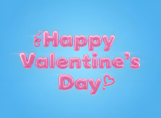 Fototapeta premium Valentine's Day celebration greeting with heart symbol on blue background viewed directly