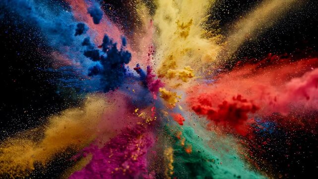 Vivid powder explosion against a dark background with bright colors