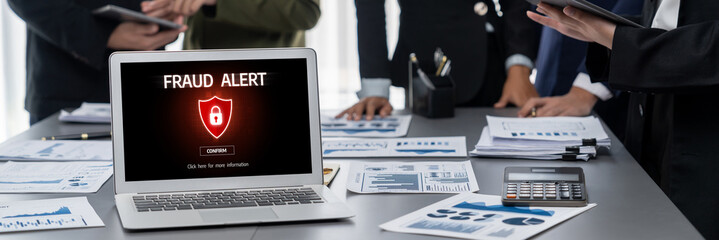 Cyber security software show alert of cyber attack for protection brisk. Danger from virus,...