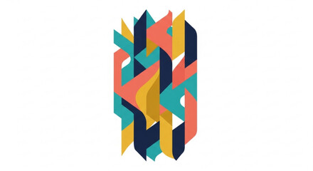 A colorful abstract geometric vector graphic design with vibrant shapes and lines