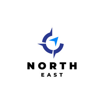 Compass and North East Arrow Path Direction, Ways to Success logo design