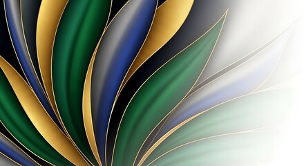 Striking abstract curves interplay of jewel tones and golden accents