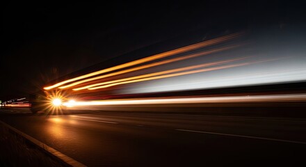 Obraz premium Traffic lights on a dark road with motion blur