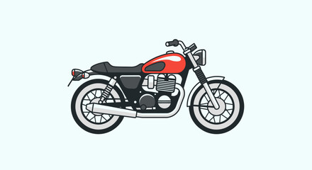 Obraz premium Isolated silhouette of a fast red motorbike with chrome engine and black wheels on a white background for sport transport