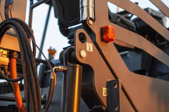 Outdoor machinery focus close-up views of construction equipment operation at industrial sites