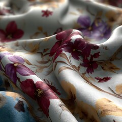 Fabric pattern with soft folds and printed motifs
