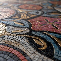Mosaic pattern made of tiny tiles, reflective surfaces
